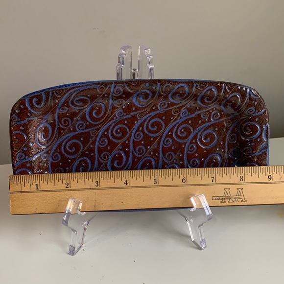 NEW Hand Made Pottery Tray in Rich Blue/Purple & Brown - Picture 6 of 7